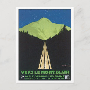 Vintage Le Mont Blanc Frankrike Vykort