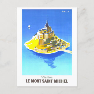 Vintage Le Mont Saint-Michel Travel Poster Vykort