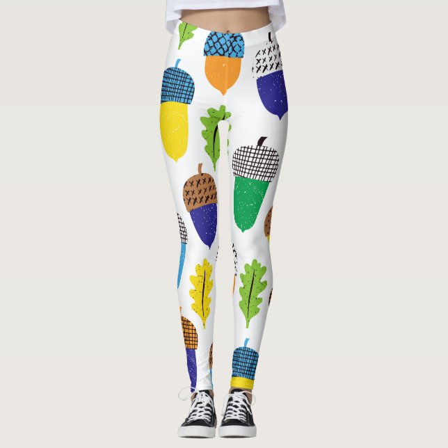 Vintage Leafy Mönster. Leggings (Framsida)