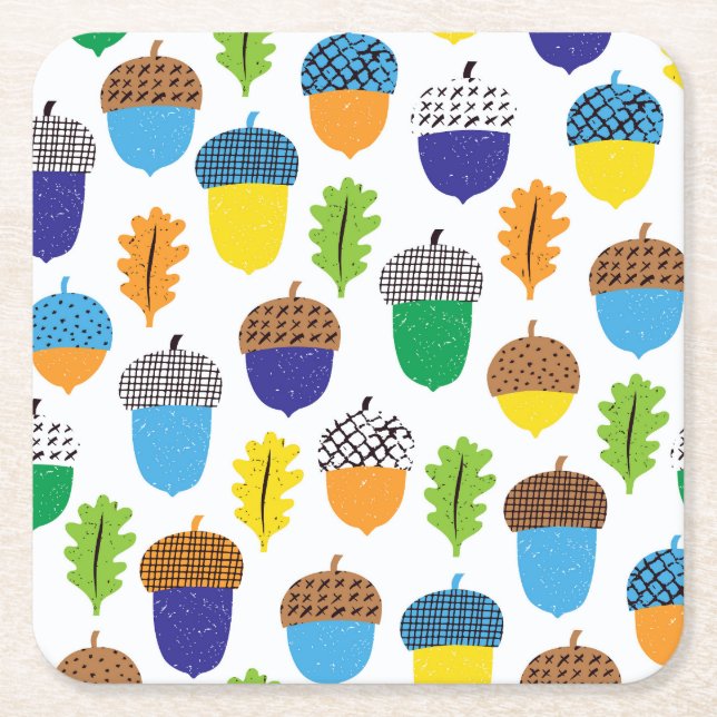 Vintage Leafy Mönster. Underlägg Papper Kvadrat (Framsidan)