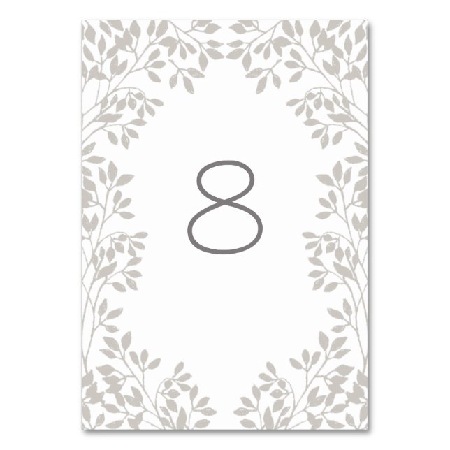 Vintage Leafy ram Bröllop Bordsnummer (Framsidan)