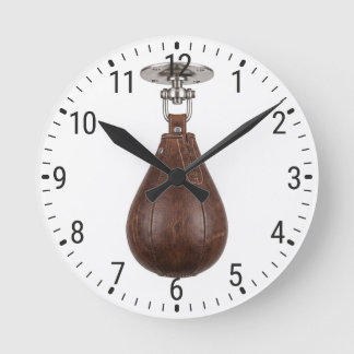 Vintage Leather Speed Bag Boxing Gym Decor Rund Klocka