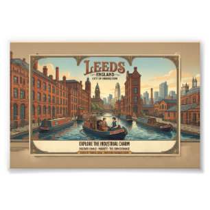 Vintage Leeds England Resematerial Fototryck