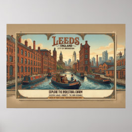Vintage Leeds England Resemotiv Affisch