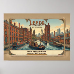 Vintage Leeds England Resemotiv Affisch