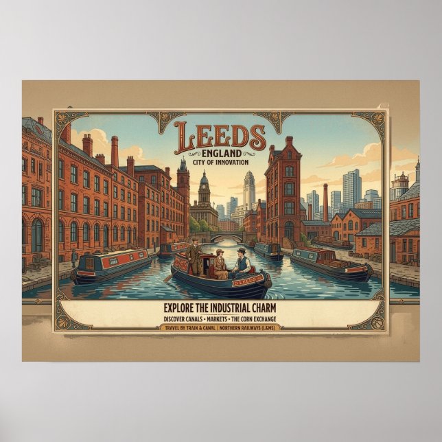 Vintage Leeds England Resemotiv Affisch (Framsidan)