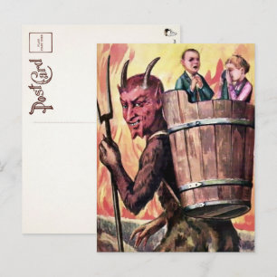 Vintage leende Krampus vykort