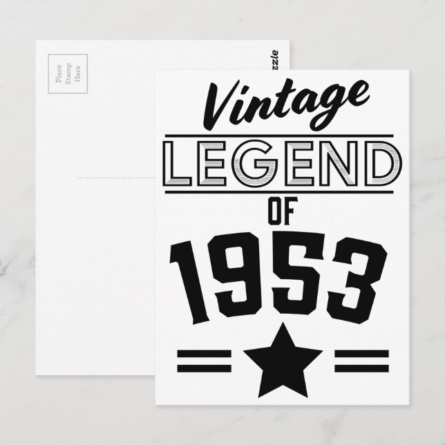 Vintage Legend år 1953 Vykort (Fram/baksida)