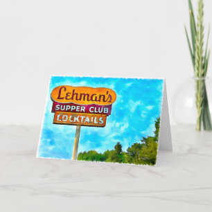 Vintage Lehman's Supper Klubb Neon Sign Hälsning C Tack Kort