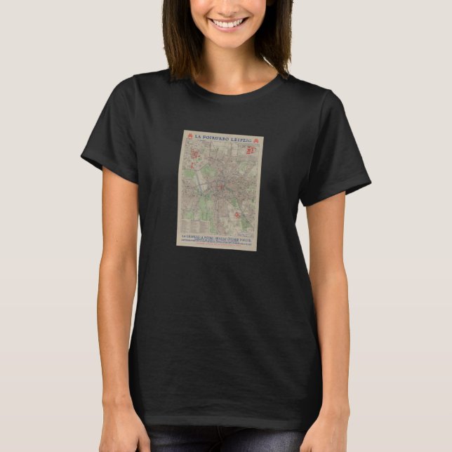 Vintage Leipzig Tyskland Karta 1925 T Shirt (Framsida)