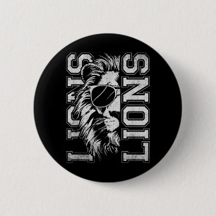 Vintage Lejon Skola Sport Fan Laganda Maskot Knapp