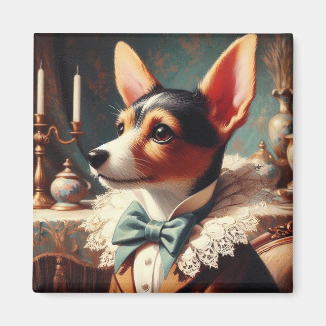 Vintage Leksak Fox Terrier-målning Magnet (Framsidan)