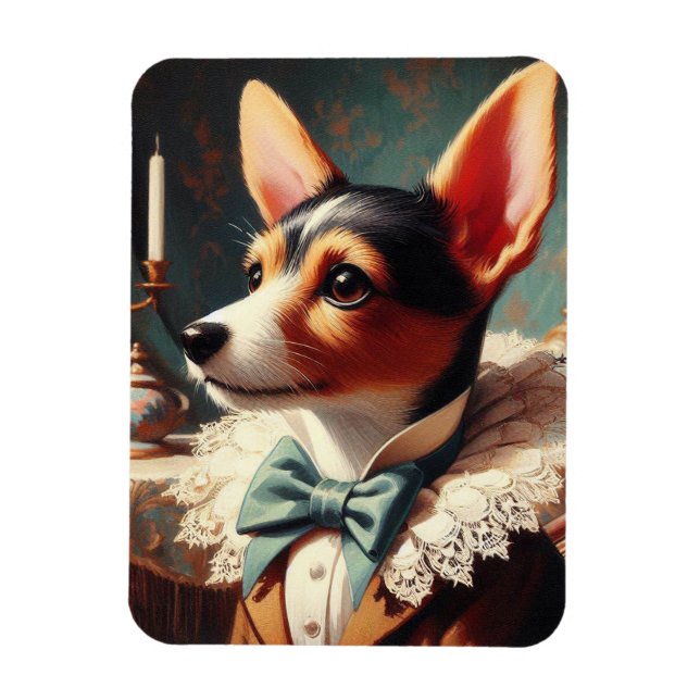 Vintage Leksak Fox Terrier-målning Magnet (Vertikal)