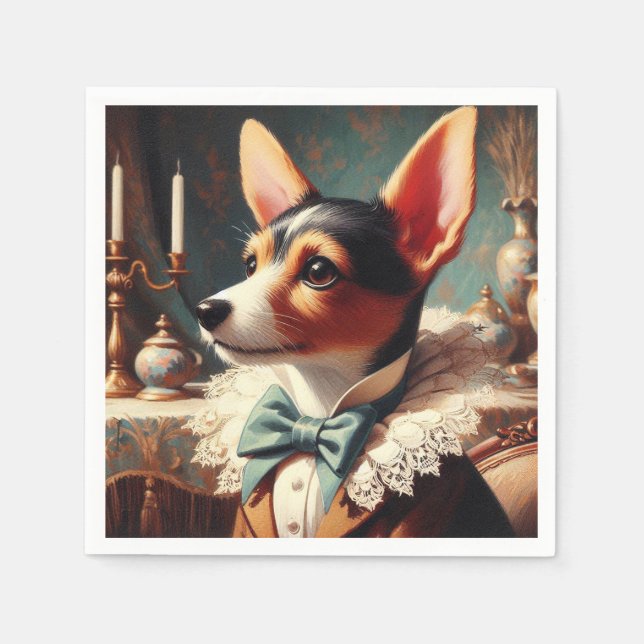 Vintage Leksak Fox Terrier-målning Pappersservett (Framsidan)