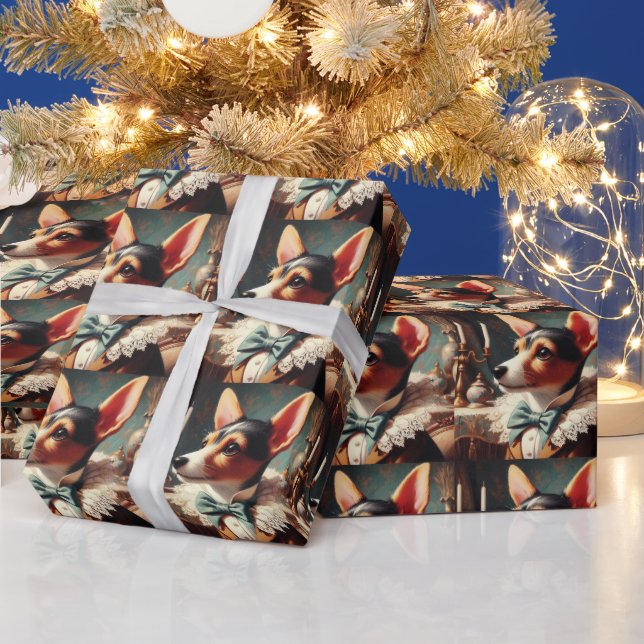 Vintage Leksak Fox Terrier-målning Presentpapper (Helgdagar)