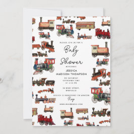 Vintage Leksak Tåg, färgglad Tåg Babyskåda Inbjudningar
