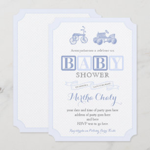 Vintage Leksaker Juguetes Baby Shower Cards på spa Inbjudningar