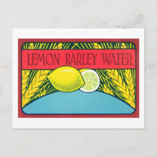Vintage Lemon Barley Vatten-etikett Vykort