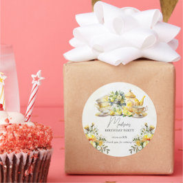 Vintage Lemon Birthday Tea Party Tack Runt Klistermärke