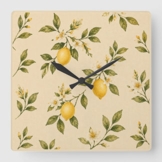 Vintage Lemon Blossom Wall Clock Fyrkantig Klocka