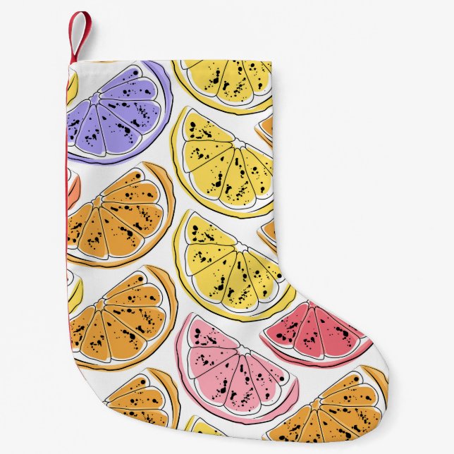 Vintage Lemon Citrus Summer Struktur Liten Julstrumpa (Framsidan)