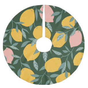 Vintage Lemon Fruit Seamless Mönster Julgransmatta Borstad Polyester