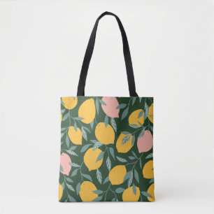 Vintage Lemon Fruit Seamless Mönster Tygkasse