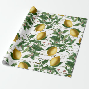 Vintage Lemon Gren Fransk-skript Fruit Presentpapper