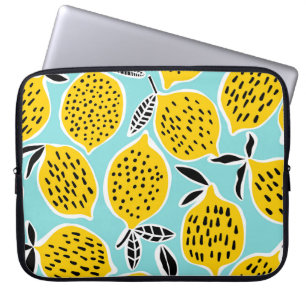 Vintage Lemon: Hand Drawn Seamless Mönster Laptop Fodral