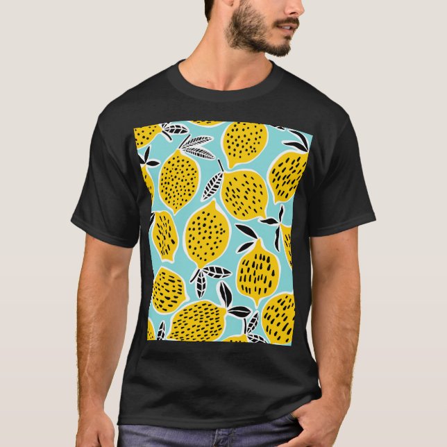 Vintage Lemon: Hand Drawn Seamless Mönster T Shirt (Framsida)