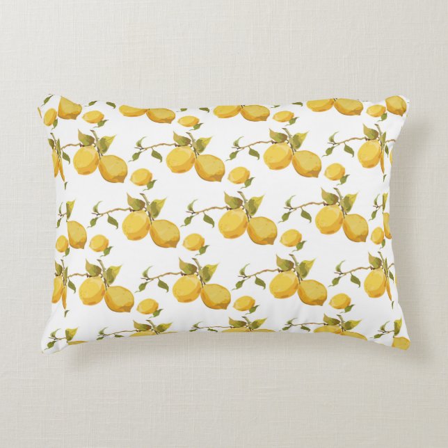 Vintage lemon mönster prydnadskudde (Framsidan)