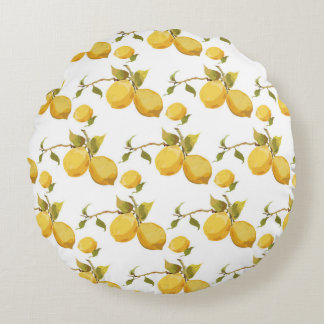 Vintage lemon mönster rund kudde