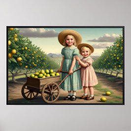 Vintage Lemon Orchard Children Poster
