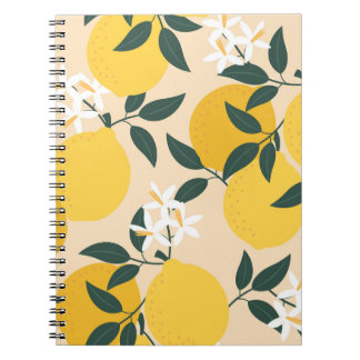 Vintage Lemon: Seamless Fruit Struktur. Anteckningsbok