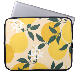 Vintage Lemon: Seamless Fruit Struktur. Laptop Fodral
