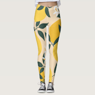 Vintage Lemon: Seamless Fruit Struktur. Leggings