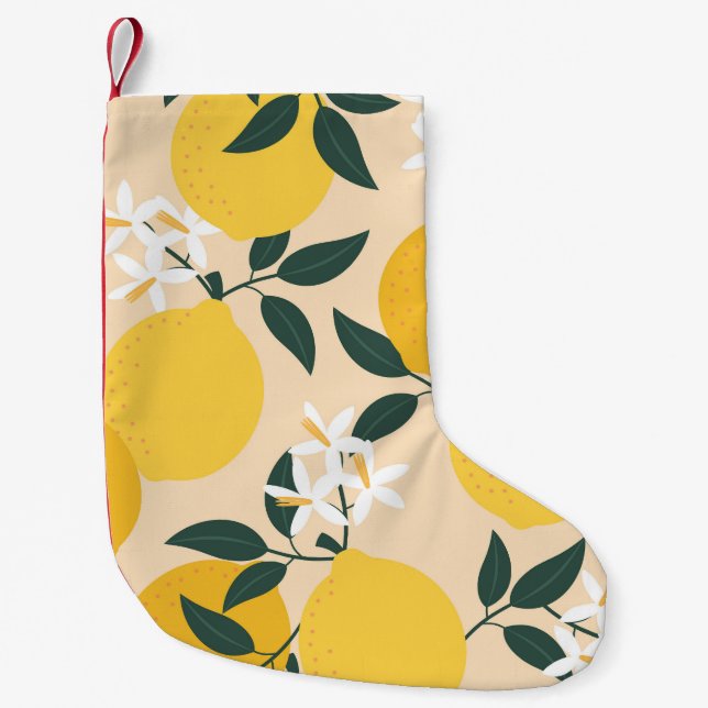 Vintage Lemon: Seamless Fruit Struktur. Liten Julstrumpa (Framsidan)
