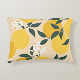 Vintage Lemon: Seamless Fruit Struktur. Prydnadskudde