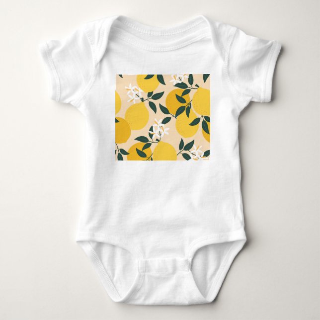 Vintage Lemon: Seamless Fruit Struktur. T Shirt (Framsida)