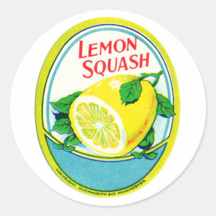 Vintage Lemon Squash-etikett Runt Klistermärke