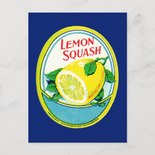 Vintage Lemon Squash-etikett Vykort (Framsida)