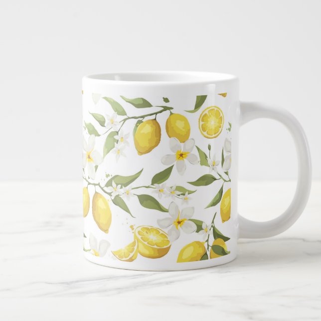 Vintage Lemon Träd Mönster Jumbo Mugg (Höger)