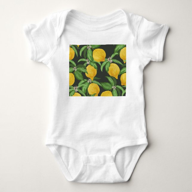 Vintage Lemon Tropical Mönster T Shirt (Framsida)