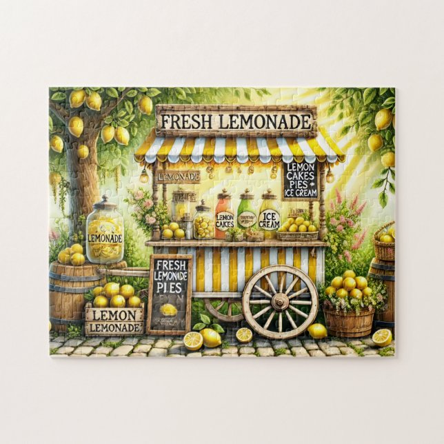 Vintage Lemonadstånd Solig Sommarträdgård Pussel (Horisontell)