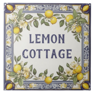 Vintage Lemons Anpassningsbar House Namn Plate Pla Kakelplatta