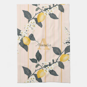 Vintage Lemons & Blooms på Rosa Rand Kökshandduk