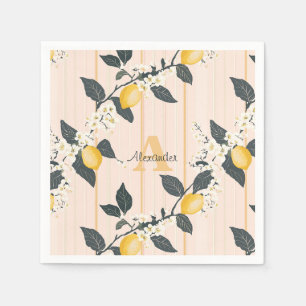 Vintage Lemons & Blooms på Rosa Rand Pappersservett