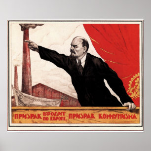 Vintage Lenin och Red Flagga Poster