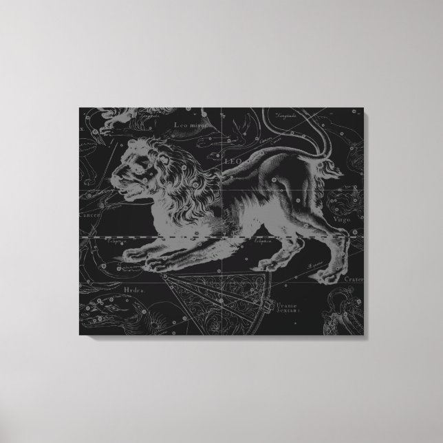 Vintage Leo Constellation MapHevelius 1690 Canvastryck (Framsida)