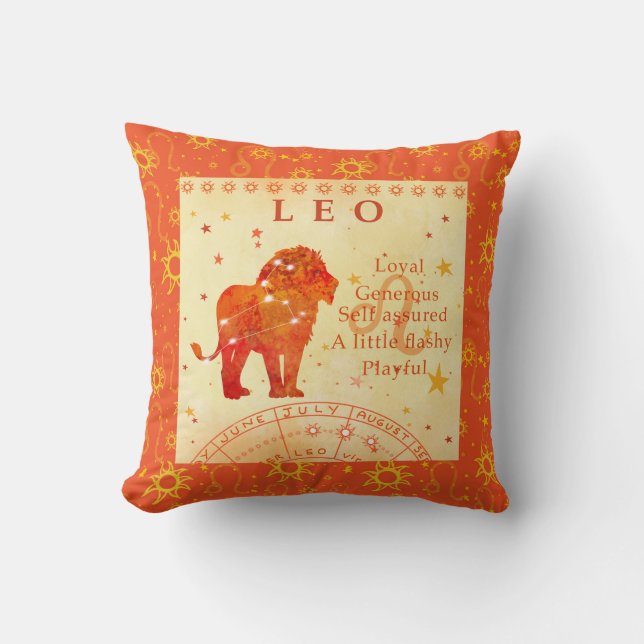 Vintage Leo Retro Zodiac Kudde (Framsida)
